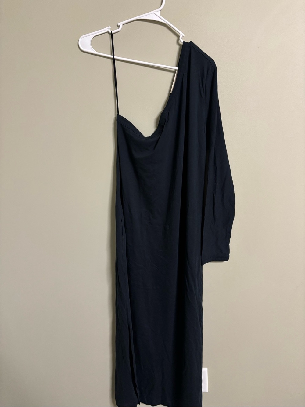 Free People Beach One Shoulder Dress Black Cotton Silk Size Medium New Maxi